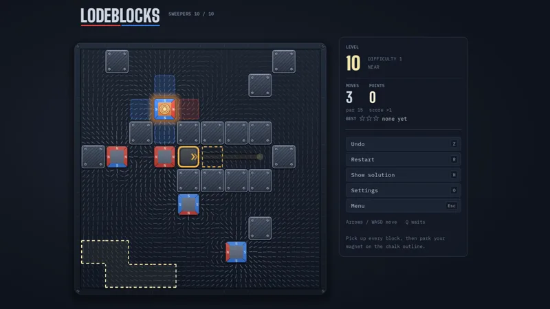 A Sweepers level, with a slab on its track beside a cluster of blocks.